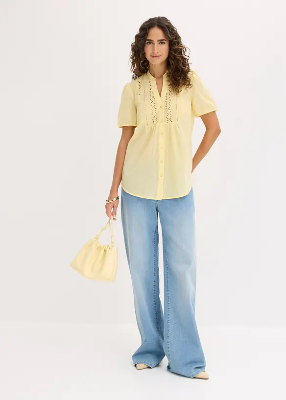 Bluse med hullbroderi, bonprix