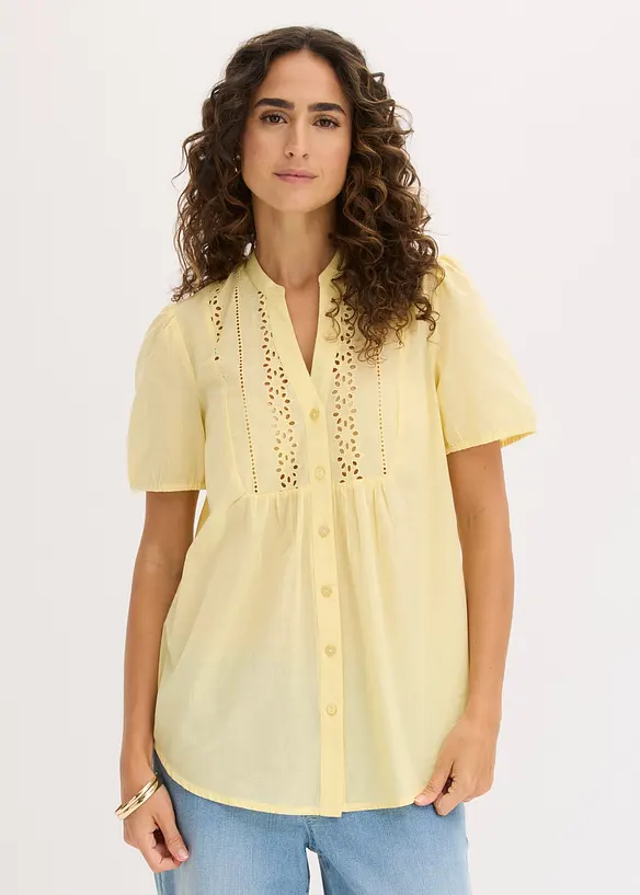 Bluse med hullbroderi, bonprix