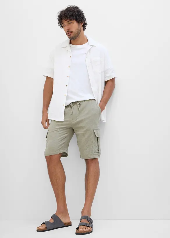Regular Fit bermudashorts av luftig musselin, bonprix