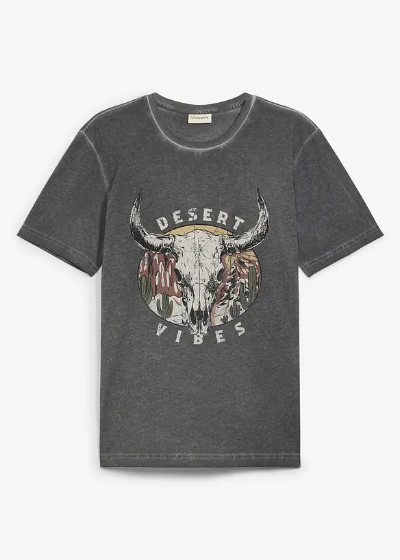 T-skjorte i 100% &oslash;kologisk bomull og vasket look, bonprix