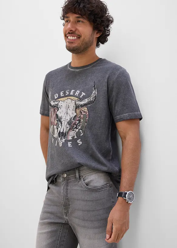 T-skjorte i 100% &oslash;kologisk bomull og vasket look, bonprix