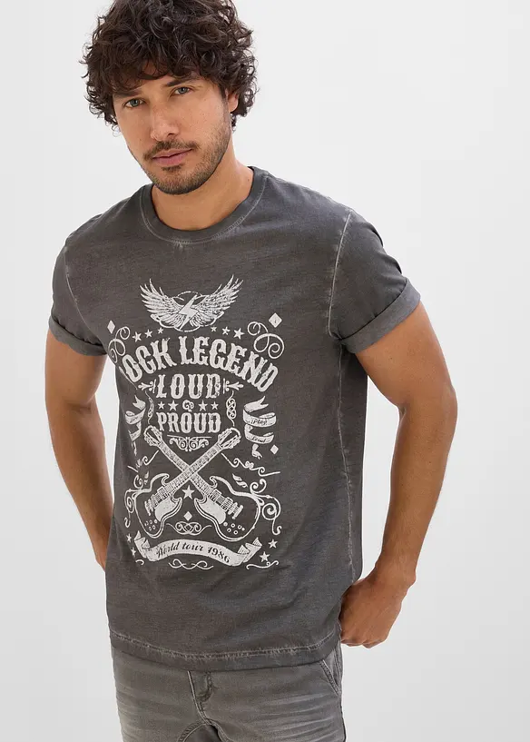 T-skjorte i 100% &oslash;kologisk bomull og vasket look, bonprix