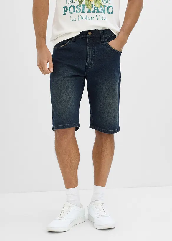 Lang bermudashorts i denim med stretchlinning, Relaxed fit, bonprix