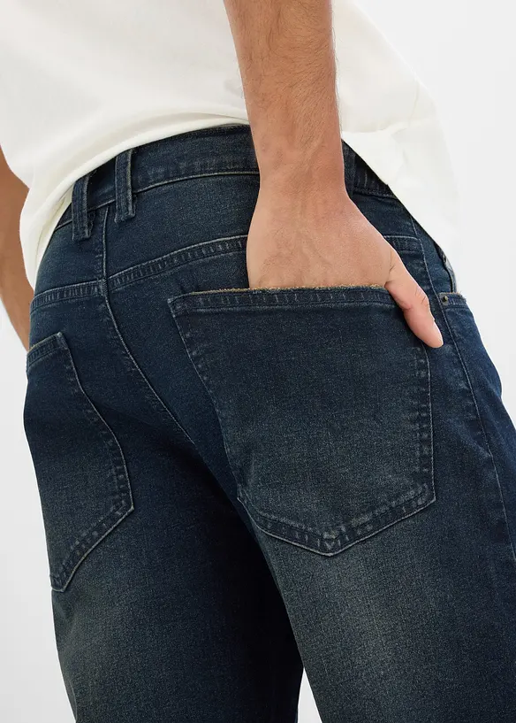 Lang bermudashorts i denim med stretchlinning, Relaxed fit, bonprix