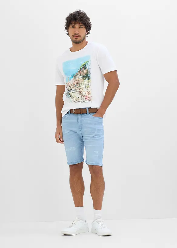 Bermudashorts i denim med stretchlinning, Regular fit, bonprix