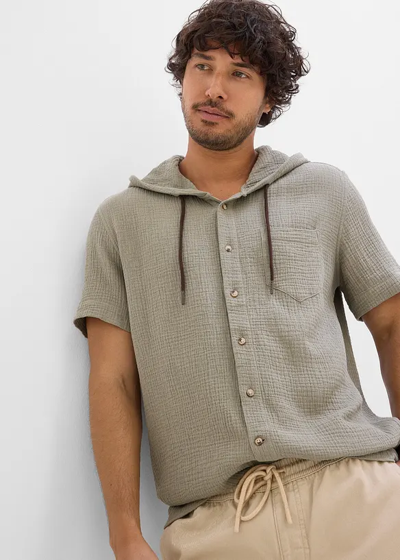 Kortermet skjorte i lett musselin, bonprix