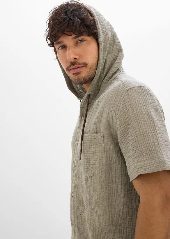 Kortermet skjorte i lett musselin, bonprix