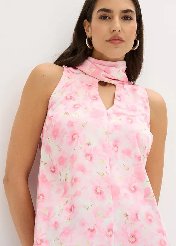 Bluse av glansfull sateng med knytedetalj, bonprix