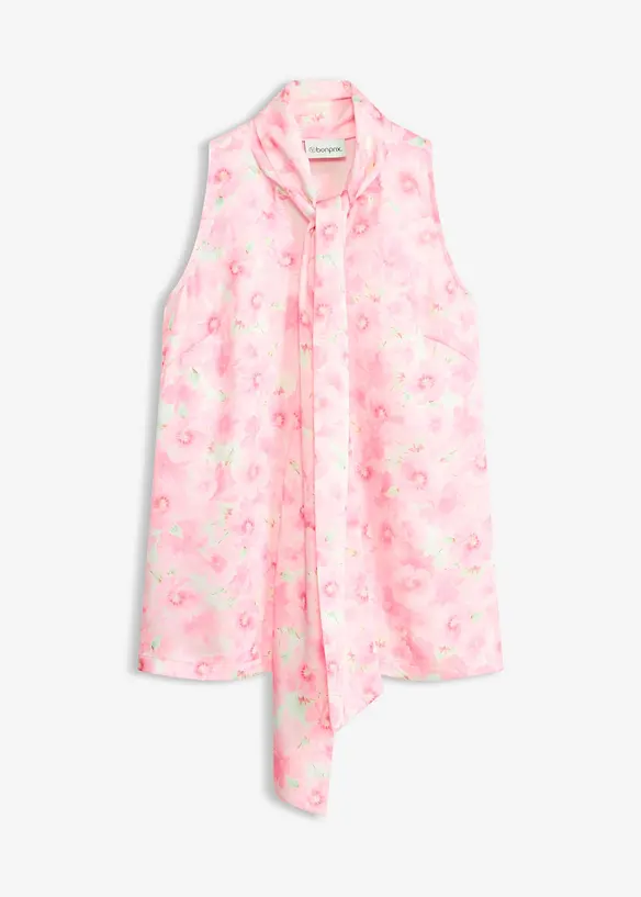 Bluse av glansfull sateng med knytedetalj, bonprix