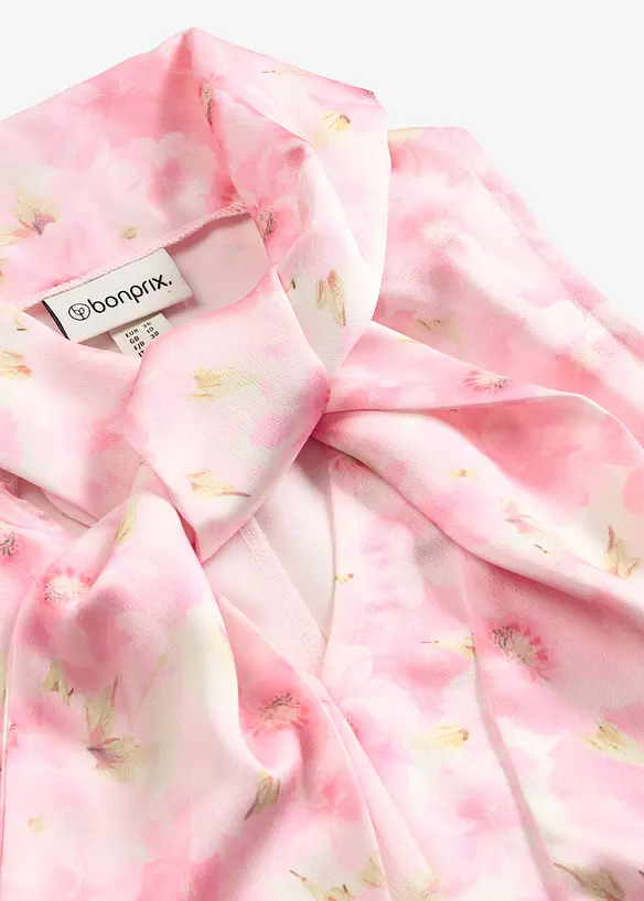 Bluse av glansfull sateng med knytedetalj, bonprix