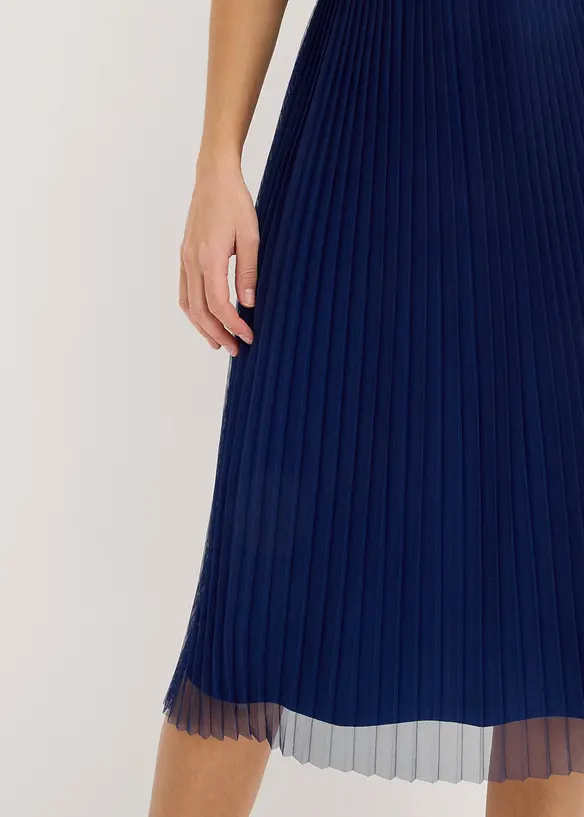 Midikjole med foldeskj&oslash;rt og paljettbroderi, bonprix