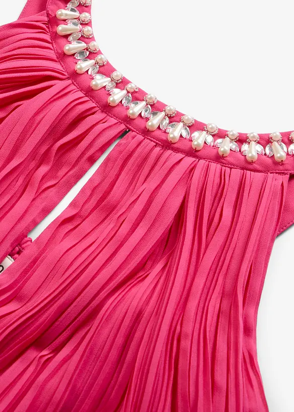 Maxikjole i tynn chiffon med drapering, bonprix