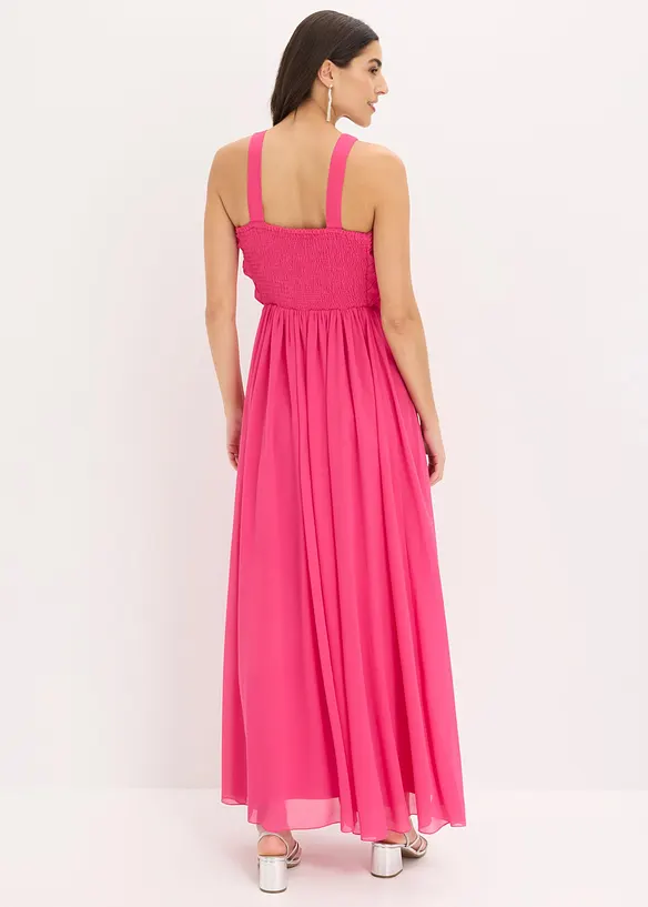 Maxikjole i tynn chiffon med drapering, bonprix