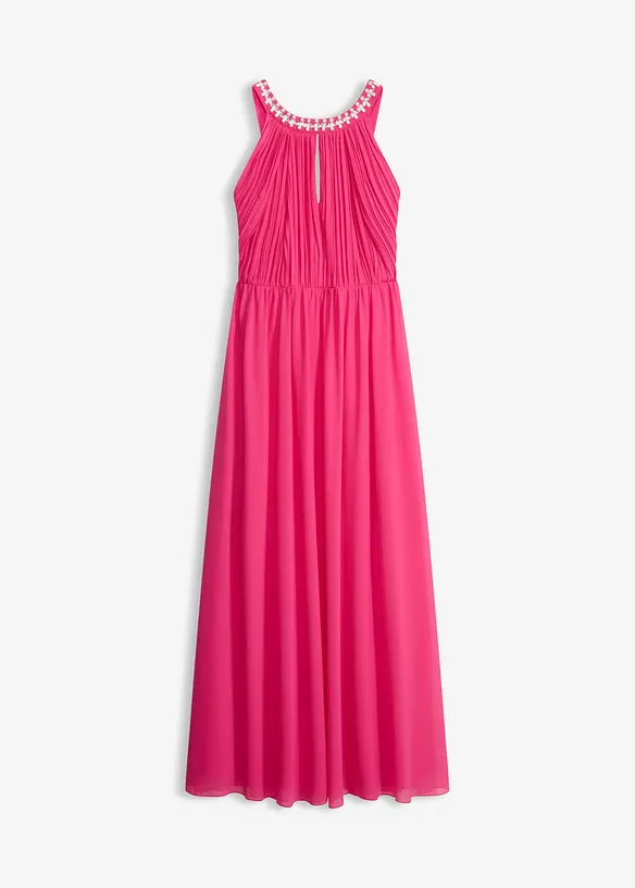 Maxikjole i tynn chiffon med drapering, bonprix