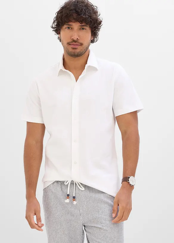 Kortermet skjorte i superstretch pik&eacute;, Slim fit, bonprix