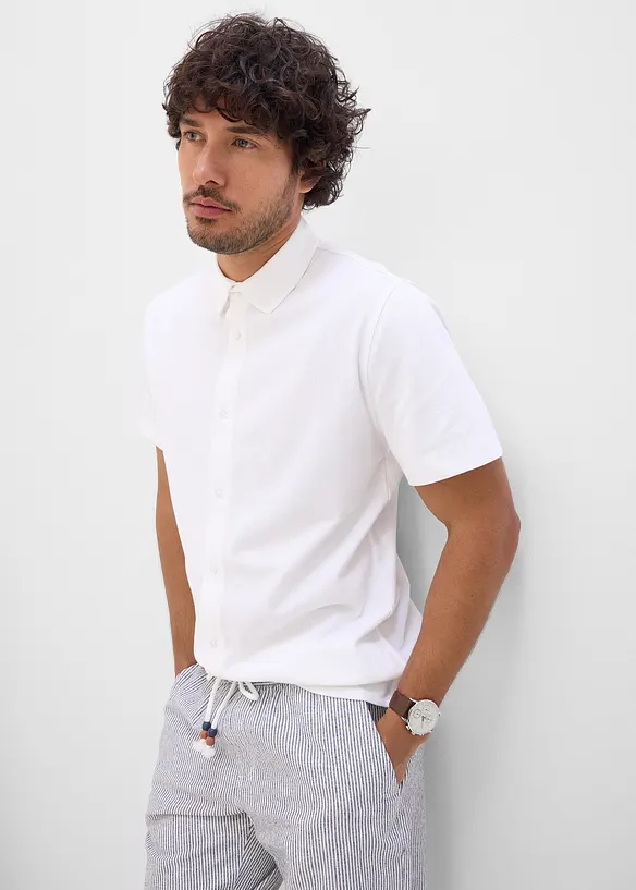 Kortermet skjorte i superstretch pik&eacute;, Slim fit, bonprix