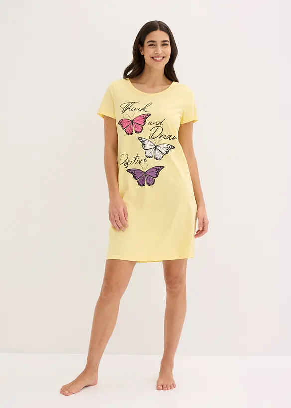 Kort nattkjole i 100% &oslash;kologisk bomull, bonprix