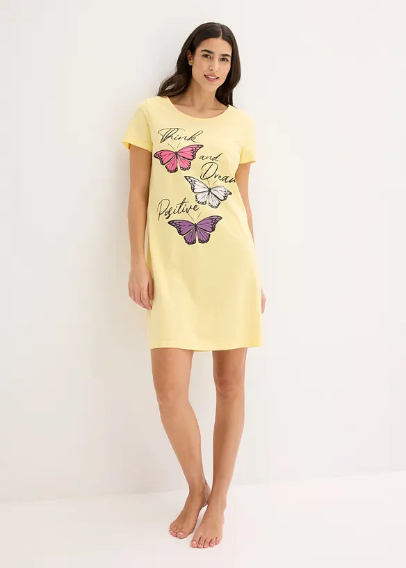 Kort nattkjole i 100% &oslash;kologisk bomull, bonprix