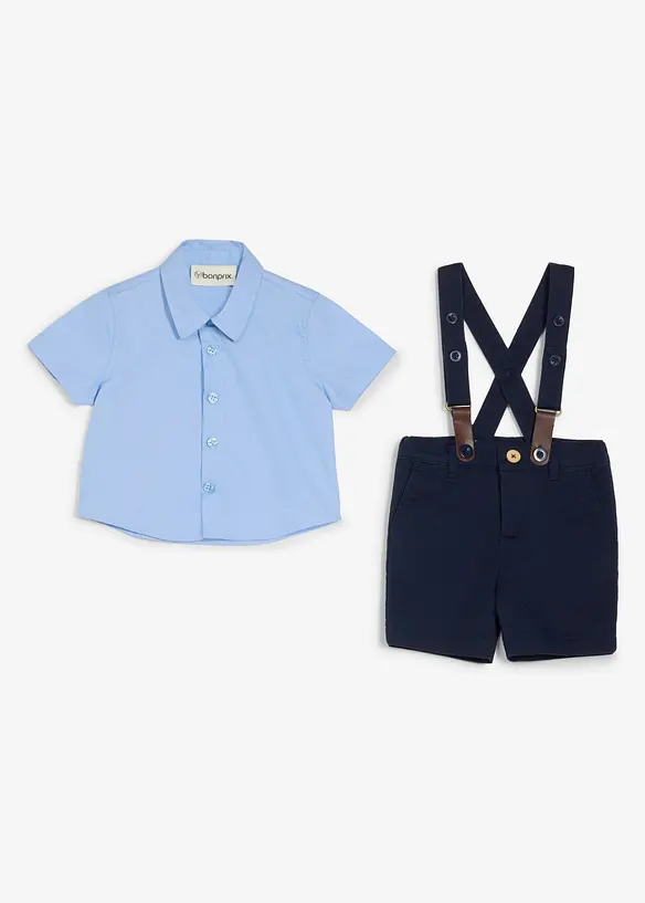 Kortermet skjorte, bermudashorts, bukseseler og sl&oslash;yfe (4-delt sett), bonprix