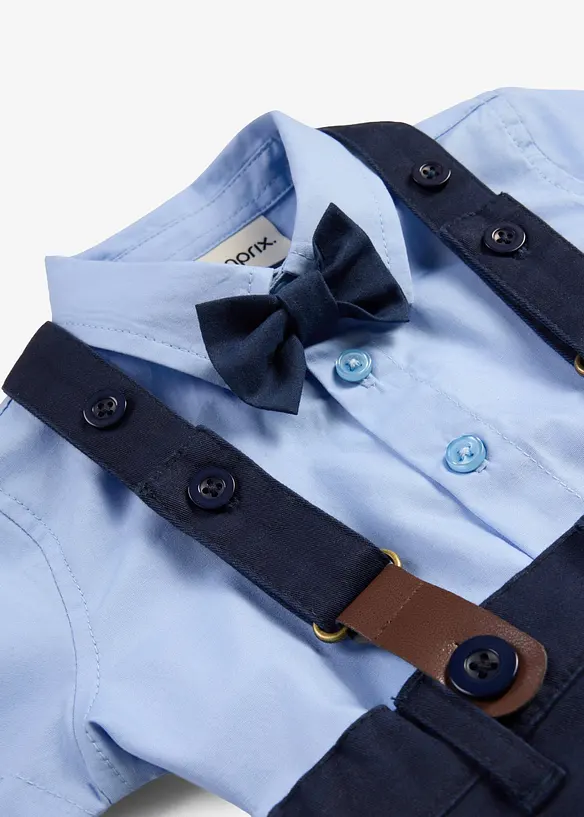 Kortermet skjorte, bermudashorts, bukseseler og sl&oslash;yfe (4-delt sett), bonprix