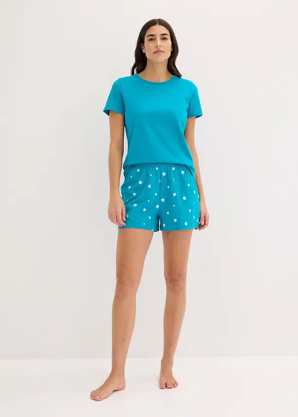 Kort pyjamas av 100% bomull (2-pack), bonprix