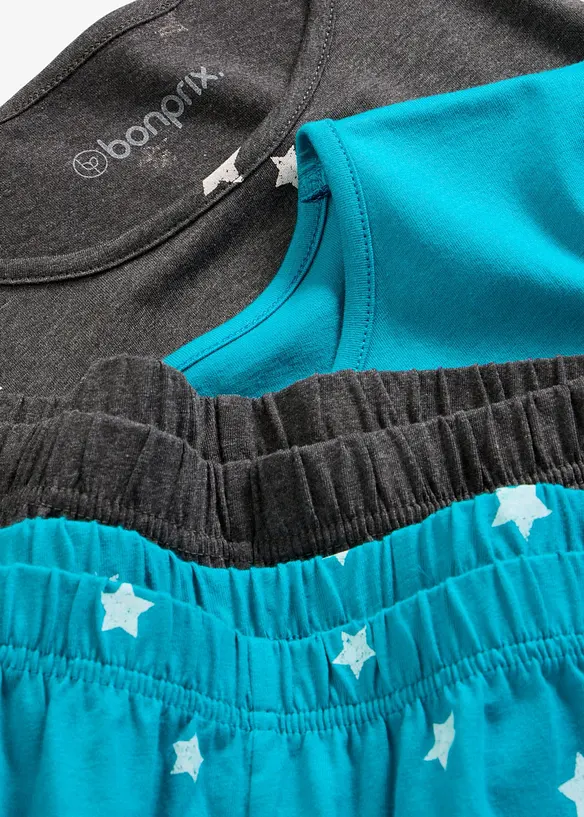 Kort pyjamas av 100% bomull (2-pack), bonprix