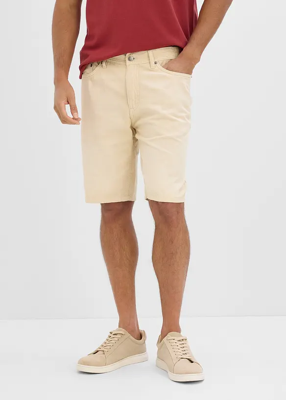 Bermudashorts i farget, lett denim med stretchlinning, Regular fit, bonprix
