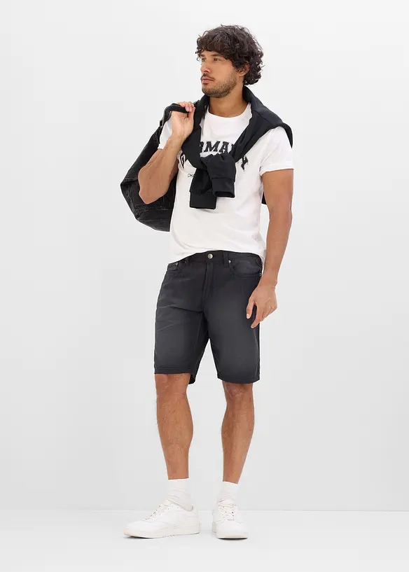 Bermudashorts i lett, farget denim med stretchlinning, Regular fit (2-pack), bonprix