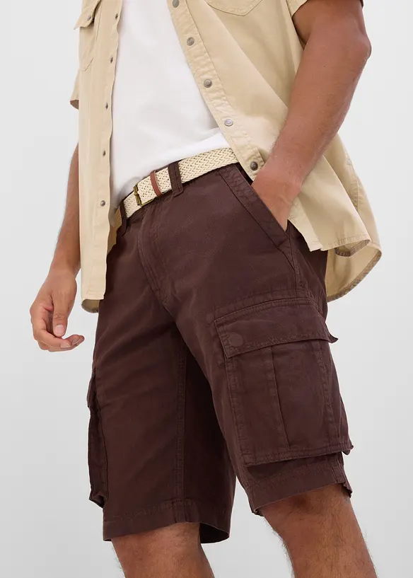 Bermudashorts i lett, farget denim med stretchlinning, Relaxed fit, bonprix