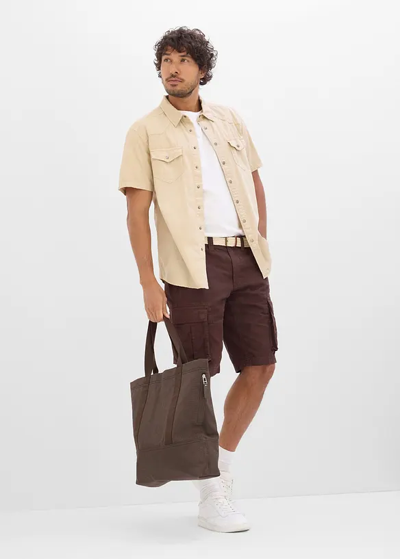 Bermudashorts i lett, farget denim med stretchlinning, Relaxed fit, bonprix