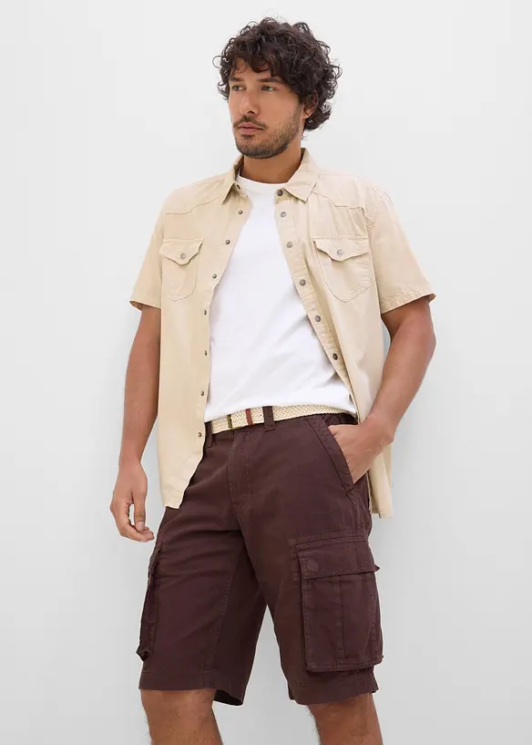Bermudashorts i lett, farget denim med stretchlinning, Relaxed fit, bonprix