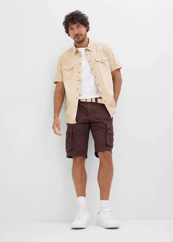 Bermudashorts i lett, farget denim med stretchlinning, Relaxed fit, bonprix