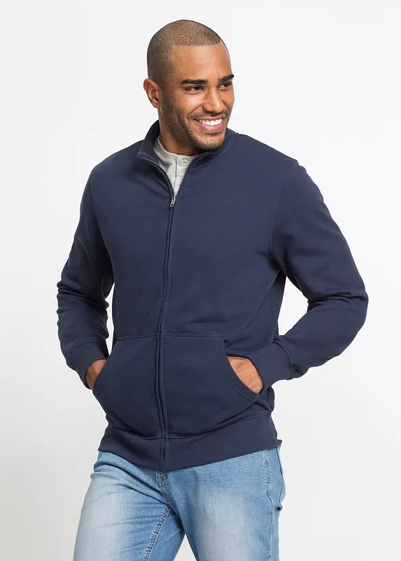 Sweatshirtjakke med h&oslash;y kant i halsen, bonprix
