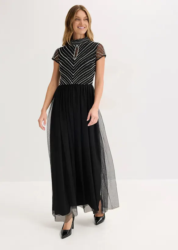 Maxikjole med perlebroderi, bonprix