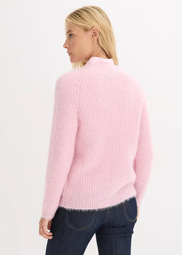 Cardigan i grov ribbestrikk med glans, bonprix