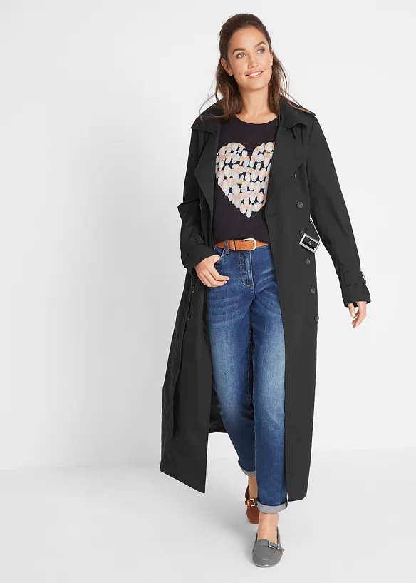 Lang trenchcoat med belte, bonprix