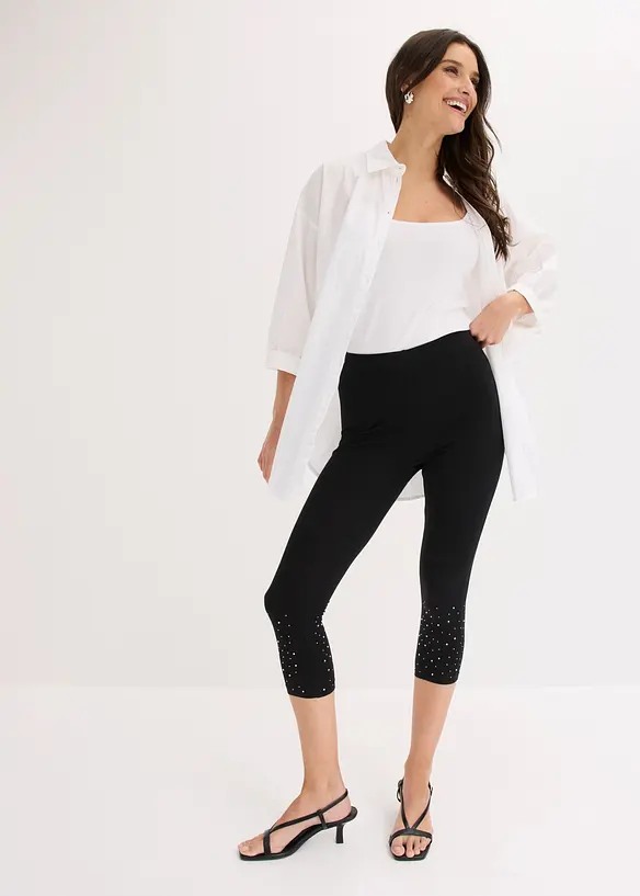Caprileggings i bomullsmiks, bonprix