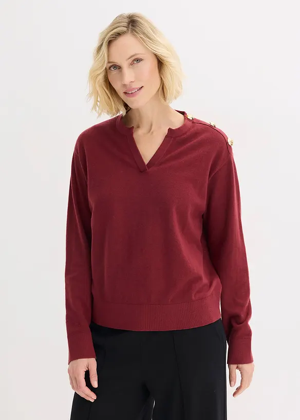Strikket genser med knappedetaljer, bonprix