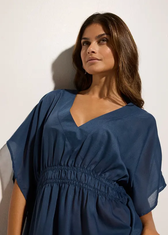 Transparent strandtunika med V-hals, bonprix