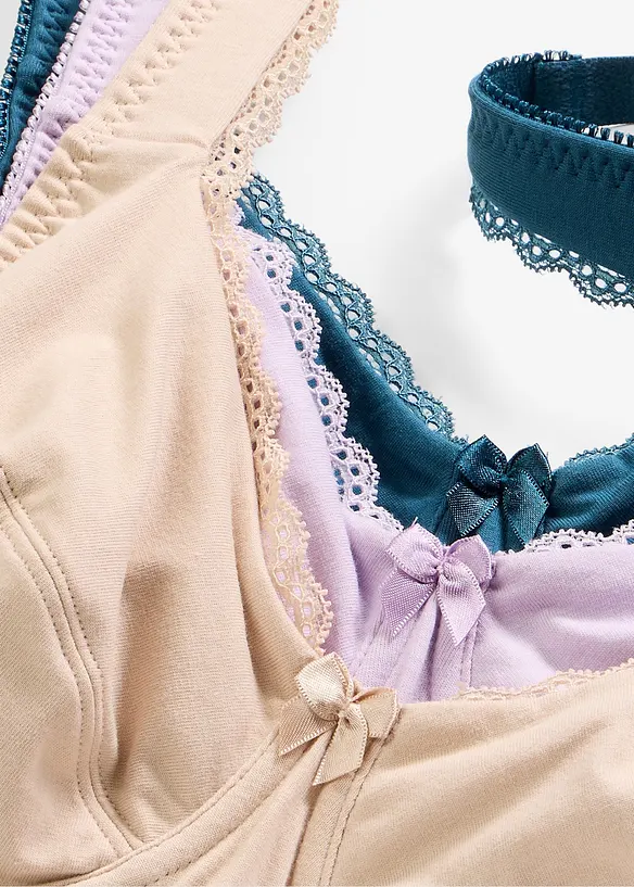 BH med spiler og myk, &oslash;kologisk bomull (3-pack), bonprix