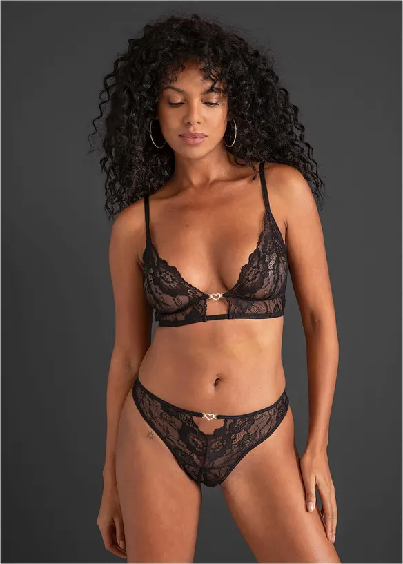 Bralette og stringtruse ouvert (2-delt sett), bonprix