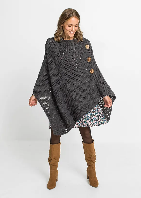 Poncho med knapper, bonprix