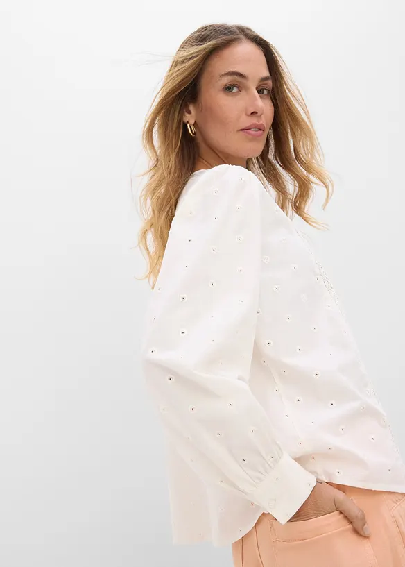 Bluse av strukturert poplin, bonprix