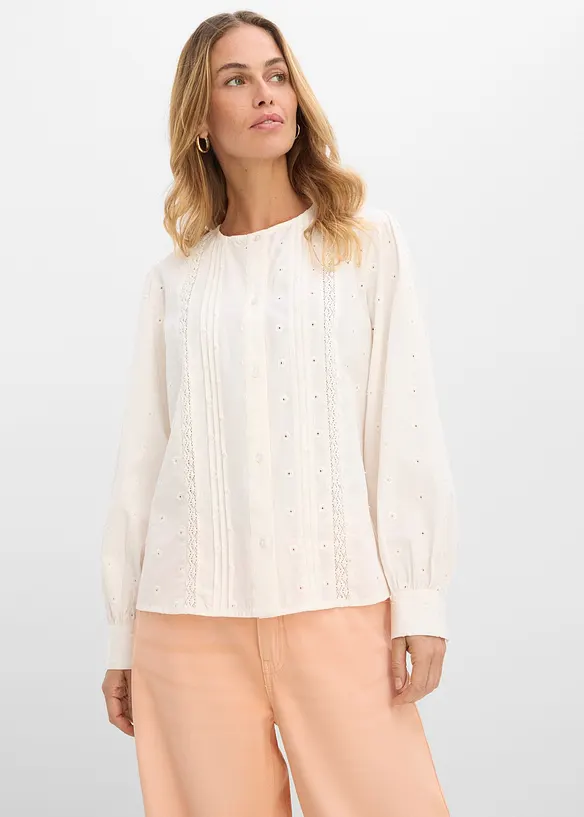 Bluse av strukturert poplin, bonprix