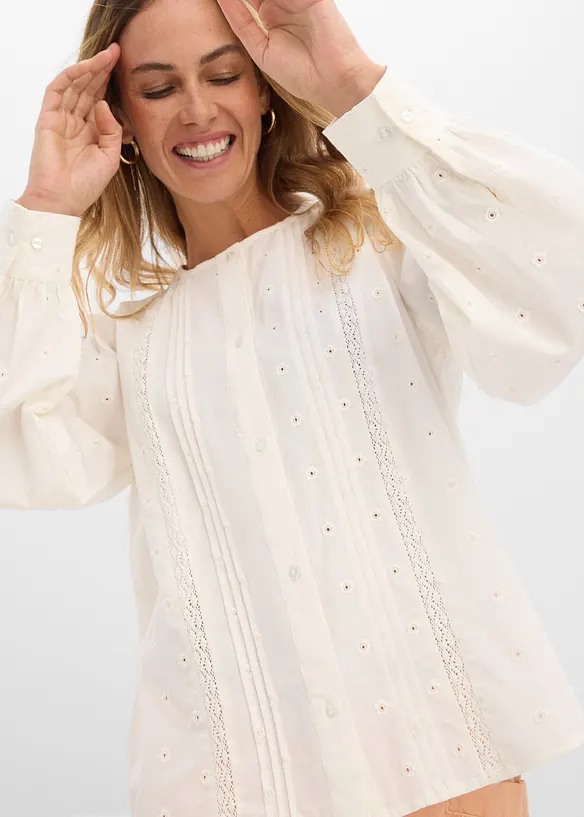 Bluse av strukturert poplin, bonprix