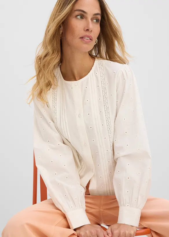 Bluse av strukturert poplin, bonprix