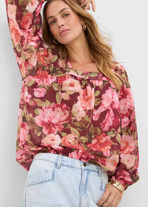 Bluse med ballongkant nede, bonprix
