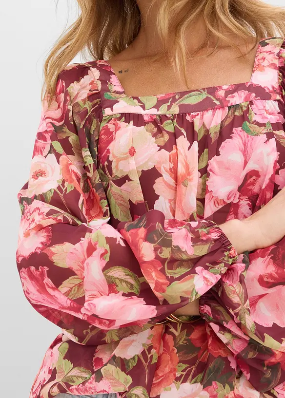 Bluse med ballongkant nede, bonprix