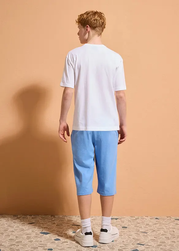 Loose fit-T-skjorte og lang jersey-bermudashorts i 100% &oslash;kologisk bomull (2-delt sett), bonprix