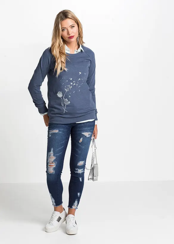 Sweatshirt i bomullsmiks, bonprix